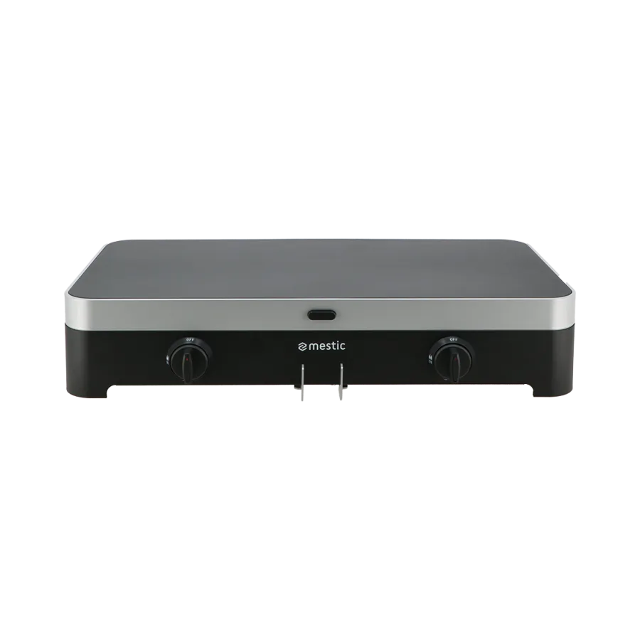 Mestic MGCP-1200 portable gas cooker closed — highlighting the compact carry-friendly design