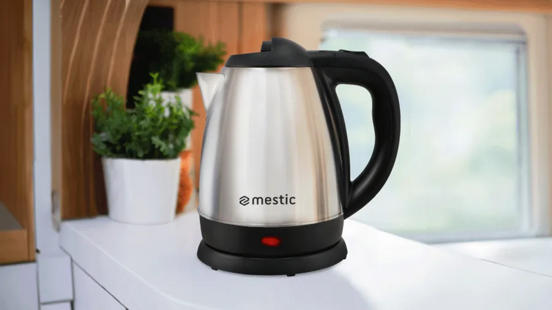 Mestic Kettle MWC 110 1L Cordless UK 1512800 - low-wattage camping kettles designed for caravans and campsite hookups with efficient, travel-safe boiling performance - My Mestic