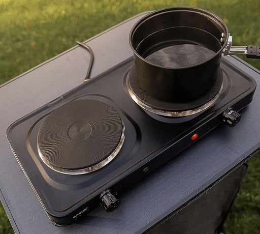 Mestic Double Hotplate Stove Mkt-200 Uk - portable gas and electric cookers for outdoor cooking, ideal for caravans, motorhomes and campsite meal prep - My Mestic